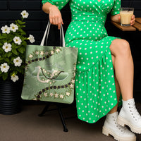 Hawaii Molokai Island Flowers Lei Tote Bag Kukui Nut Mossy Green