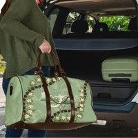 Hawaii Molokai Island Flowers Lei Travel Bag Kukui Nut Mossy Green