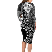 Kia Orana Cook Islands Long Sleeve Bodycon Dress Tiare and Stars