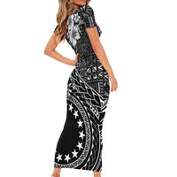 Kia Orana Cook Islands Short Sleeve Bodycon Dress Tiare and Stars