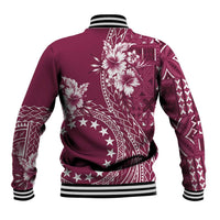 Kia Orana Cook Islands Baseball Jacket Tiare and Stars - Maroon