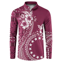Kia Orana Cook Islands Button Sweatshirt Tiare and Stars - Maroon