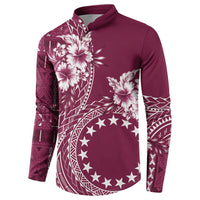 Kia Orana Cook Islands Button Sweatshirt Tiare and Stars - Maroon