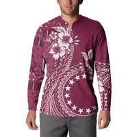 Kia Orana Cook Islands Button Sweatshirt Tiare and Stars - Maroon