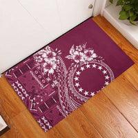 Kia Orana Cook Islands Rubber Doormat Tiare and Stars - Maroon