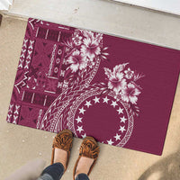 Kia Orana Cook Islands Rubber Doormat Tiare and Stars - Maroon