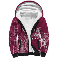 Kia Orana Cook Islands Sherpa Hoodie Tiare and Stars - Maroon