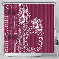Kia Orana Cook Islands Shower Curtain Tiare and Stars - Maroon