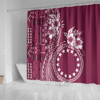 Kia Orana Cook Islands Shower Curtain Tiare and Stars - Maroon