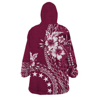 Kia Orana Cook Islands Wearable Blanket Hoodie Tiare and Stars - Maroon