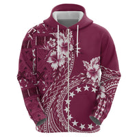 Kia Orana Cook Islands Zip Hoodie Tiare and Stars - Maroon