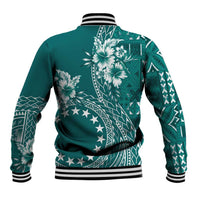Kia Orana Cook Islands Baseball Jacket Tiare and Stars - Teal