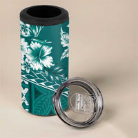 Kia Orana Cook Islands 4 in 1 Can Cooler Tumbler Tiare & Stars - Teal