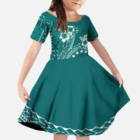 Kia Orana Cook Islands Family Matching Tank Maxi Dress and Hawaiian Shirt Tiare and Stars - Teal