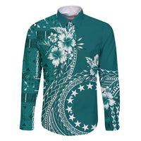 Kia Orana Cook Islands Family Matching Tank Maxi Dress and Hawaiian Shirt Tiare and Stars - Teal