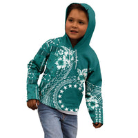 Kia Orana Cook Islands Kid Hoodie Tiare and Stars - Teal