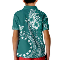 Kia Orana Cook Islands Kid Polo Shirt Tiare and Stars - Teal