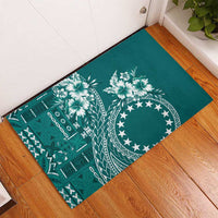 Kia Orana Cook Islands Rubber Doormat Tiare and Stars - Teal