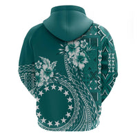 Kia Orana Cook Islands Zip Hoodie Tiare and Stars - Teal