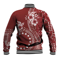 Kia Orana Cook Islands Baseball Jacket Tiare and Stars - Scarlet