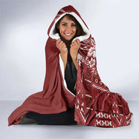 Kia Orana Cook Islands Hooded Blanket Tiare and Stars - Scarlet
