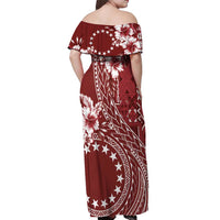 Kia Orana Cook Islands Off Shoulder Maxi Dress Tiare and Stars - Scarlet