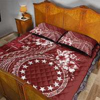 Kia Orana Cook Islands Quilt Bed Set Tiare and Stars - Scarlet
