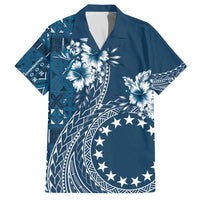 Kia Orana Cook Islands Family Matching Off Shoulder Short Dress and Hawaiian Shirt Tiare and Stars - Navy Blue