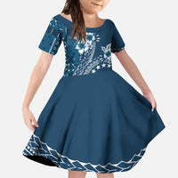 Kia Orana Cook Islands Family Matching Tank Maxi Dress and Hawaiian Shirt Tiare and Stars - Navy Blue