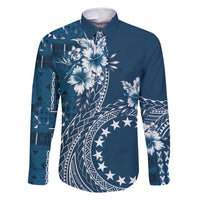 Kia Orana Cook Islands Family Matching Tank Maxi Dress and Hawaiian Shirt Tiare and Stars - Navy Blue