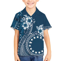 Kia Orana Cook Islands Family Matching Tank Maxi Dress and Hawaiian Shirt Tiare and Stars - Navy Blue