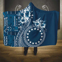 Kia Orana Cook Islands Hooded Blanket Tiare and Stars - Navy Blue