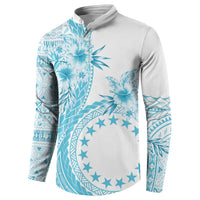 Kia Orana Cook Islands Button Sweatshirt Tiare and Stars - Turquoise