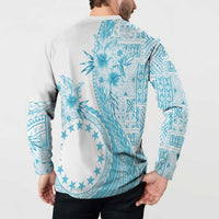 Kia Orana Cook Islands Button Sweatshirt Tiare and Stars - Turquoise