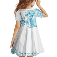 Kia Orana Cook Islands Family Matching Off Shoulder Short Dress and Hawaiian Shirt Tiare and Stars - Turquoise