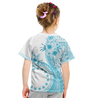 Kia Orana Cook Islands Kid T Shirt Tiare and Stars - Turquoise