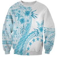 Kia Orana Cook Islands Sweatshirt Tiare and Stars - Turquoise