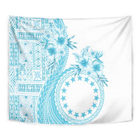 Kia Orana Cook Islands Tapestry Tiare and Stars - Turquoise