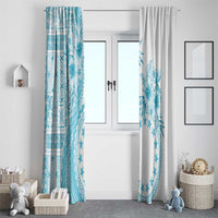 Kia Orana Cook Islands Window Curtain Tiare and Stars - Turquoise