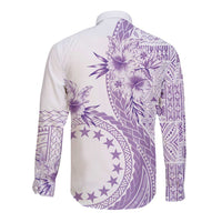 Kia Orana Cook Islands Long Sleeve Button Shirt Tiare and Stars - Lavender