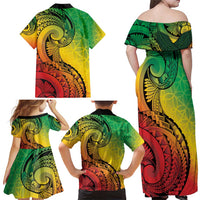 Vanuatu 45th Independence Anniversary Family Matching Off Shoulder Maxi Dress and Hawaiian Shirt Ni-Van Sandroing - Polynesian Pride