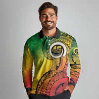 Vanuatu 45th Independence Anniversary Long Sleeve Polo Shirt Ni-Van Sandroing - Polynesian Pride