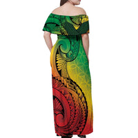 Vanuatu 45th Independence Anniversary Off Shoulder Maxi Dress Ni-Van Sandroing - Polynesian Pride