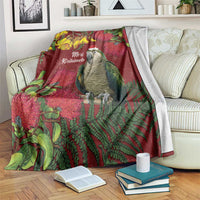 Kakapo Bird New Zealand Blanket Floral Christmas LT7 Red - Polynesian Pride
