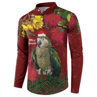 Kakapo Bird New Zealand Button Sweatshirt Floral Christmas
