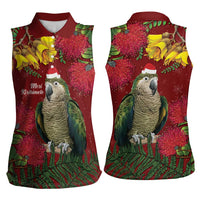 Kakapo Bird New Zealand Women Sleeveless Polo Shirt Floral Christmas
