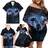 Polynesian Personalized Memorial Family Matching Off Shoulder Short Dress and Hawaiian Shirt Oceanic Infinity Symbol - Until We Meet Again - Polynesian Pride