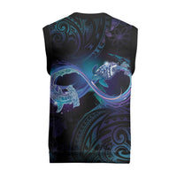 Polynesian Personalized Memorial Christmas Knitted V-Neck Vest Oceanic Infinity Symbol - Until We Meet Again - Polynesian Pride