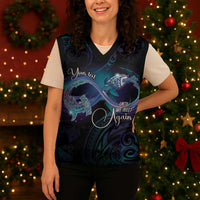 Polynesian Personalized Memorial Christmas Knitted V-Neck Vest Oceanic Infinity Symbol - Until We Meet Again - Polynesian Pride