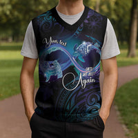 Polynesian Personalized Memorial Christmas Knitted V-Neck Vest Oceanic Infinity Symbol - Until We Meet Again - Polynesian Pride